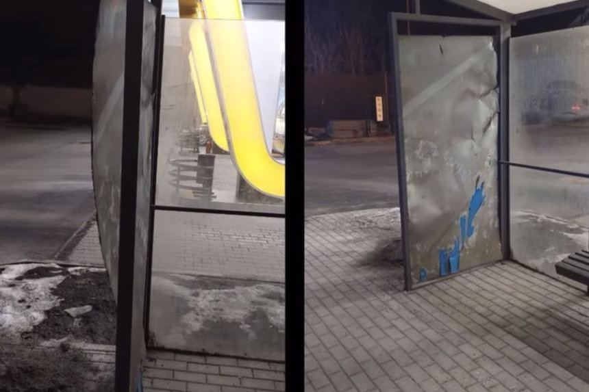 Новини Вінниці / П’яний вінничанин ногами розтрощив посадковий павільйон на зупинці